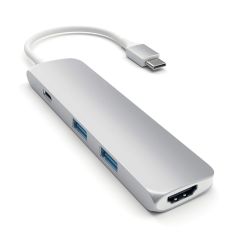 Satechi Slim Multi-Port USB-C Hub Adapter V2 with 4K HDMI USB PD - Silver